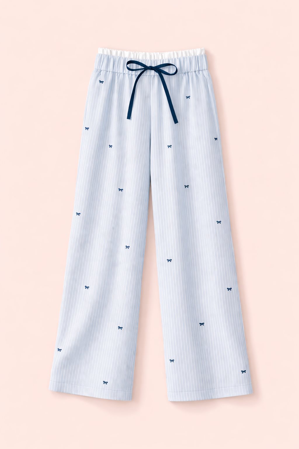 Quần ống rộng sọc nơ in hoa cá tính