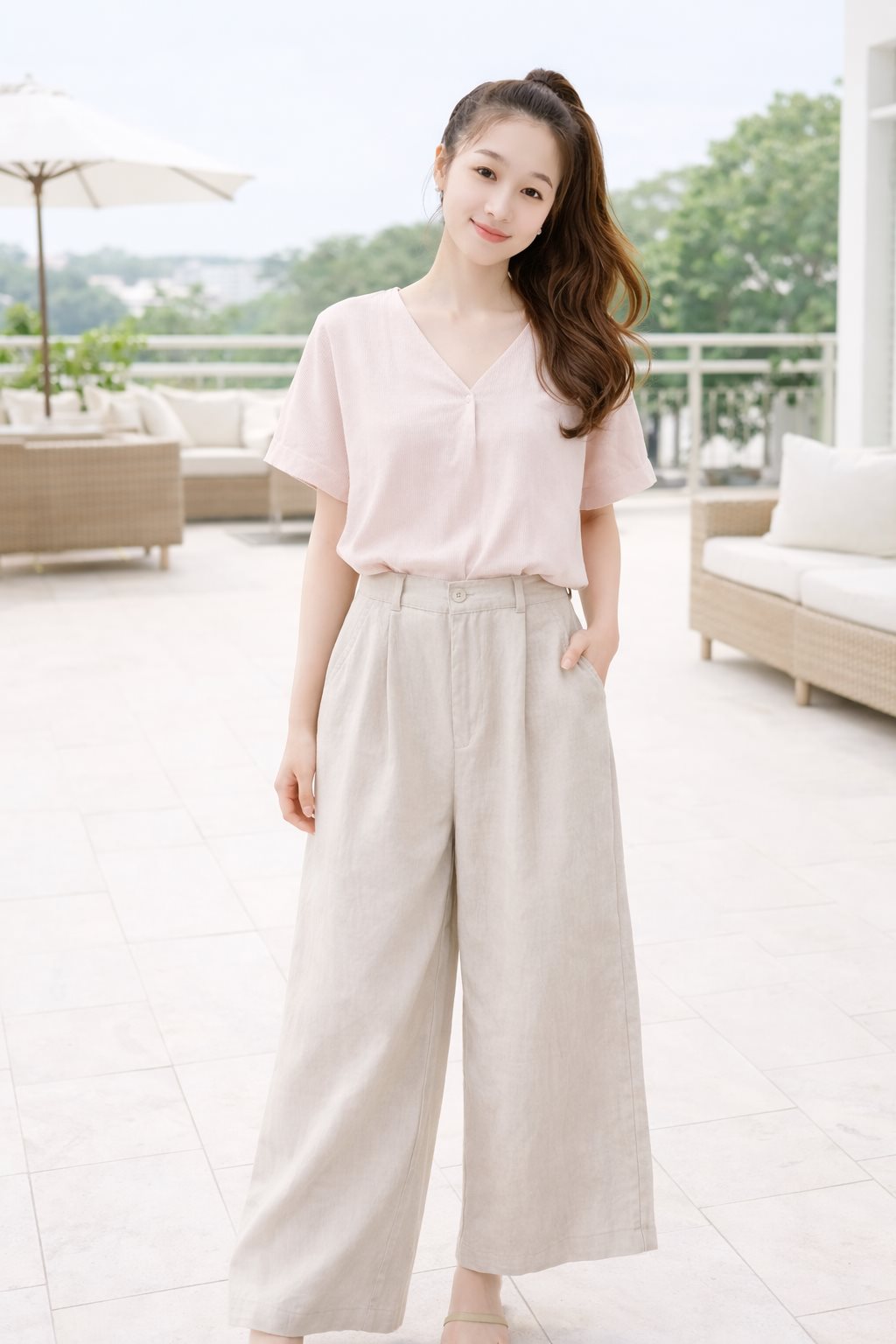 Quần đũi ống rộng dáng dài ZENLYA ống suông dáng dài chất đũi trẻ trung - quần 9 tấc