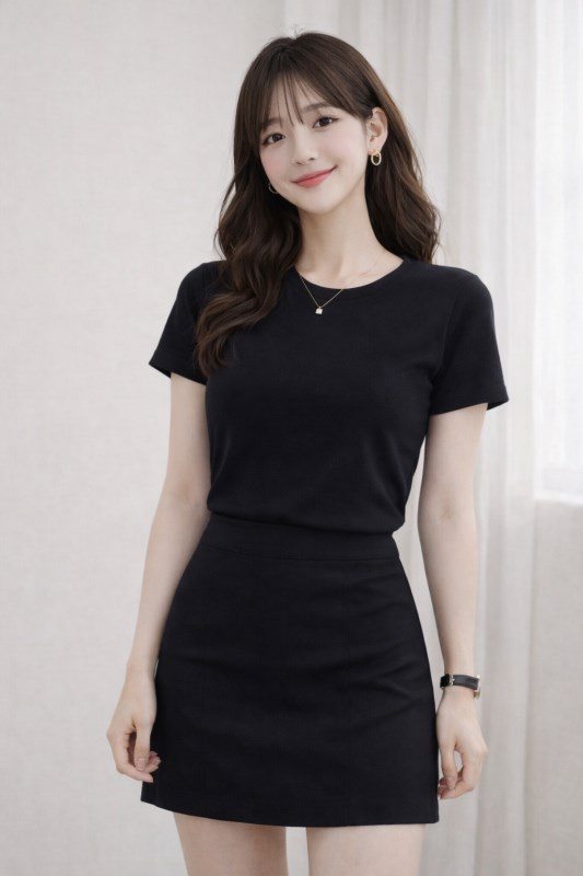 Áo Thun Nữ Couple TX Cổ Tròn Basic Vải Đốm Form Slim Ôm WTS