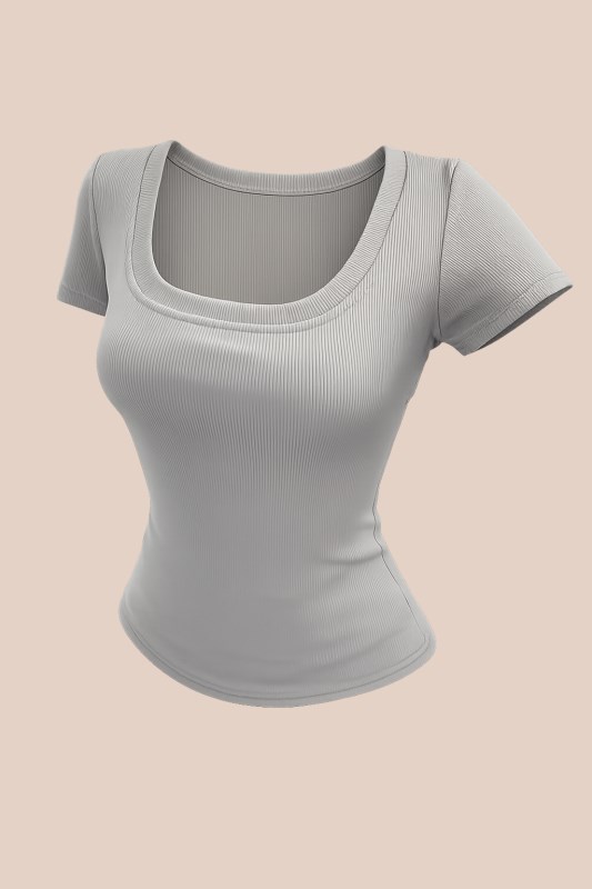 Áo thun nữ cổ vuông ZENLYA, áo thun babytee gân tăm, áo thun nữ ôm body, áo thun nữ chiết eo