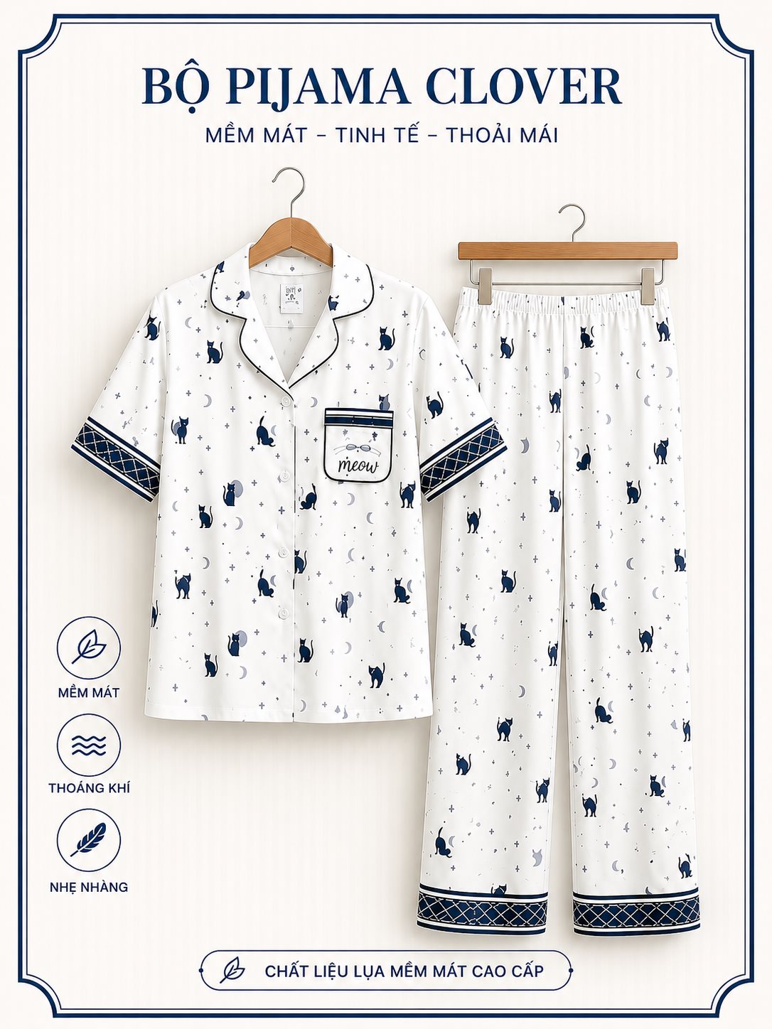 Bộ đồ ngủ Pijama lụa satin mềm mại, siêu mát, siêu mềm không nhăn